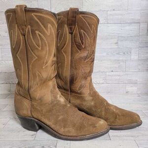 Men's Vintage Durango Western Brown Suede Roughout Leather Cowboy Boots Size 8 D